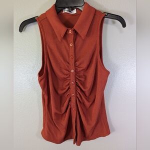 Room Mates stretch ruffled front burnt orange size L